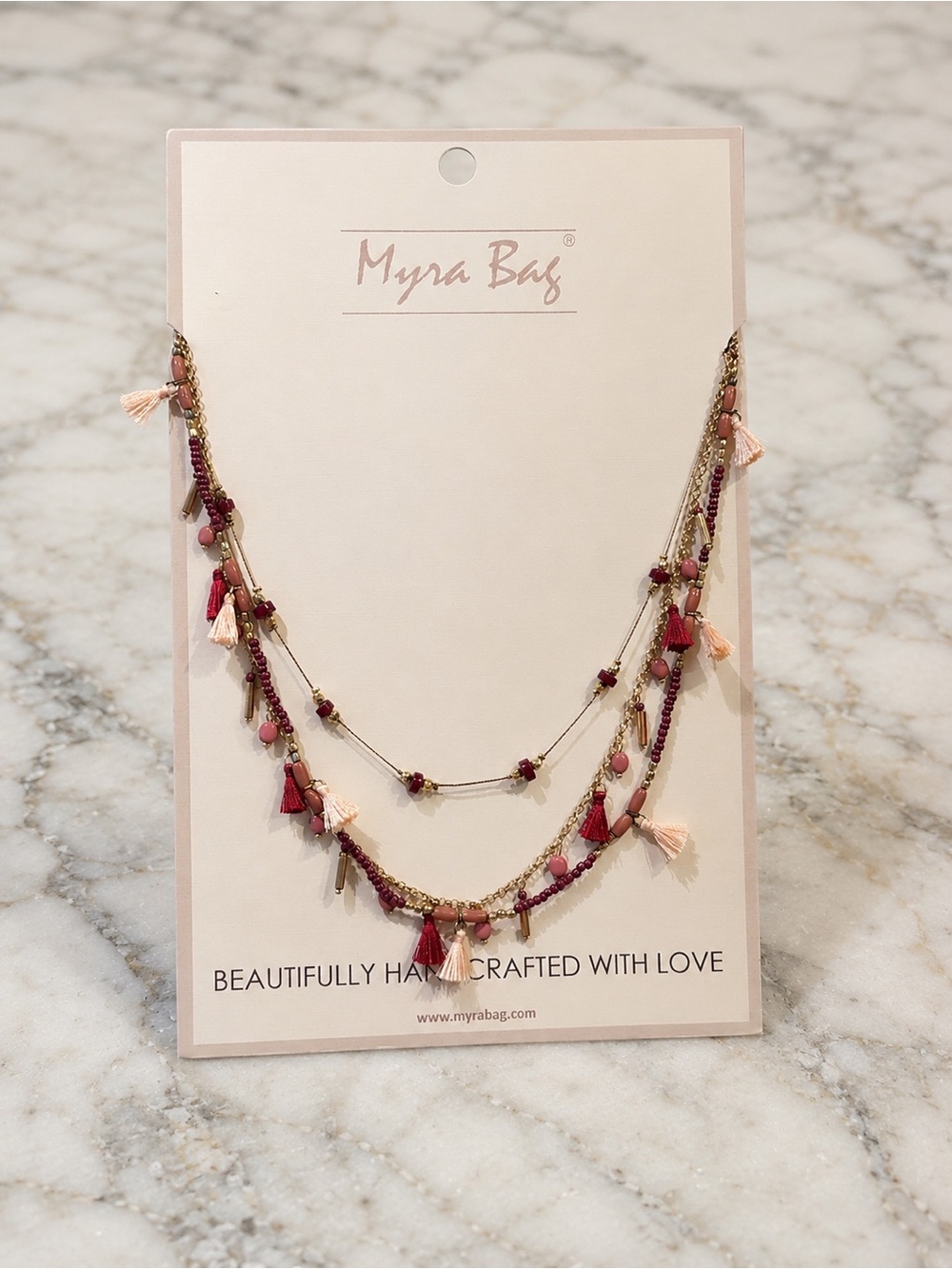 Myra Bag NWT 3-Strand Beaded Tassel Necklace Boho Western